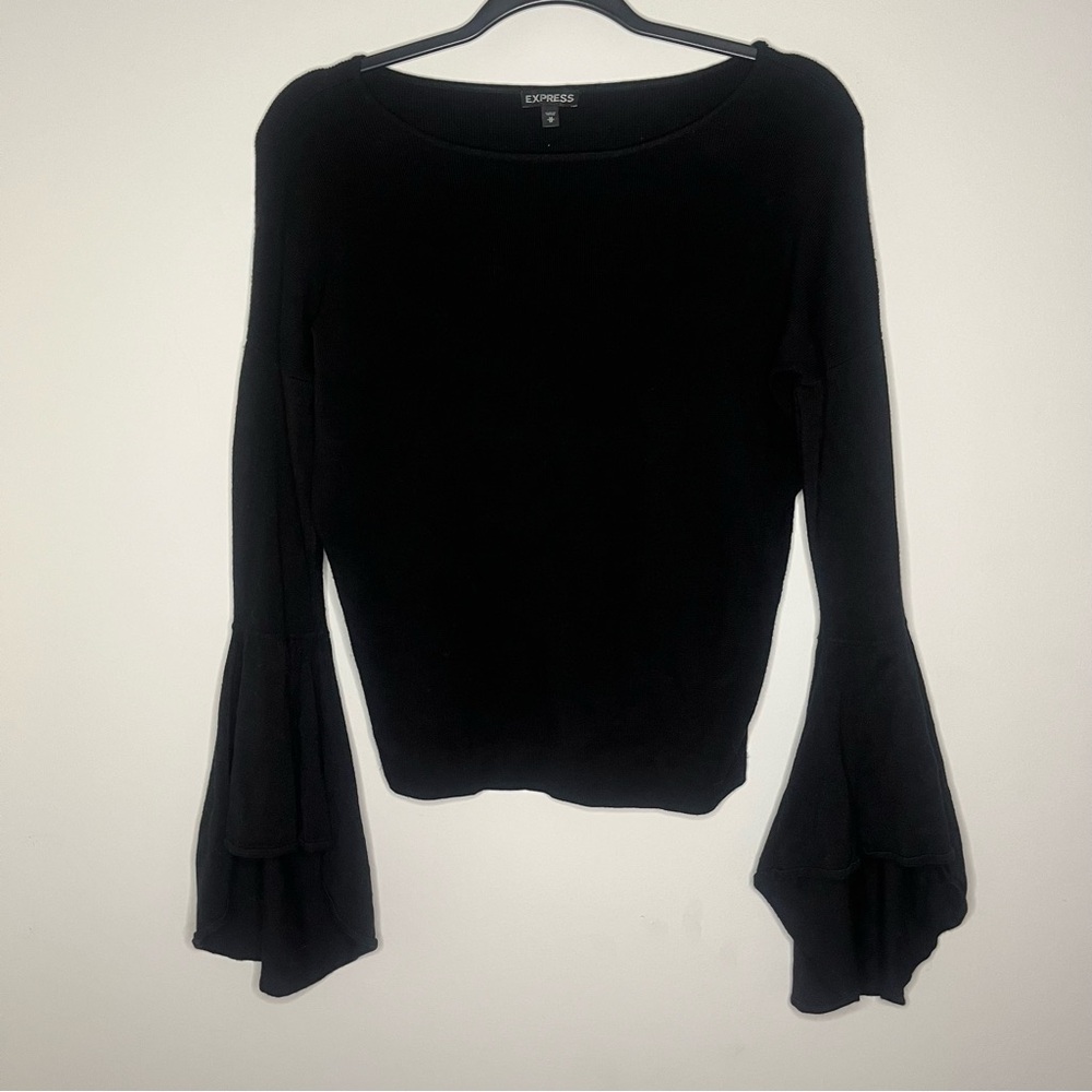 Express Black Whimsigoth Bell Sleeve Top